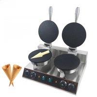 XEOLEO Double-Head Crispy Egg Roll Machine 1.2KW+1.2KW Ice Cream Waffle Cone Maker Electric Waffle Iron Cone Machine