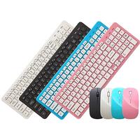 2.4G Wireless Keyboard Mouse Combo Set Kits Pink Blue Black White With Number Key Multimedia For
