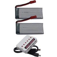 3.7V 800 mAh 25C Charger + 2pcs Rechargeable Polymer Li Lithium Lipo Battery 752555 JST For JJRC H11C H11D RC Quadcopter Drone