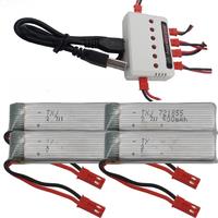 Charger+ 4pcs 3.7V 500mAh 1.85Wh 25C Polymer Li Lithium Battery Lipo 721855 JST For Syma X5c Cheerson CX-30W RC Quadcopter Drone