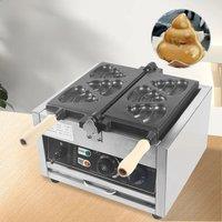 XEOLEO 1400W Electric Waffle Maker Cookie Maker Faeces/Poop Shaped Waffle Making Machine 3 PCS Non-stick Pan Snack Equipment