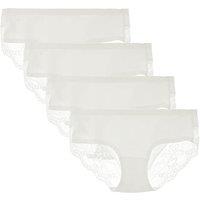 Women's Seamless Knickers Cotton Lady Panties Midi Lace Underwear Full Coverage Brief Pack of 4 M White