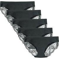 Women's Low Rise Cotton Lace Coverage Bikini Panty Knickers Underwear Multipack XL Black5pk