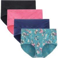 Women's Cotton Knickers High Waist Full Coverage Brief Simple Ladies Underwear Pack of 4 L Assorted
