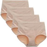 Women's Cotton Knickers High Waist Full Coverage Brief Simple Ladies Underwear Pack of 4 L Nude