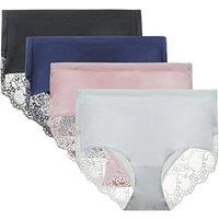 Lace Knickers for Women Multipack Cotton Underwear Lace Full Coverage Briefs Panties Pack of 4 M Assorted