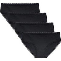 Women's Cotton Knickers Cheeky Lace Trim Hipster Breathable Panties Ladies Underwear Multipack XL Black