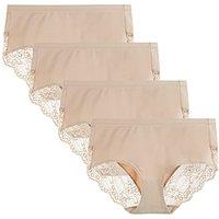 Lace Knickers for Women Multipack Cotton Underwear Lace Full Coverage Briefs Panties Pack of 4 M Nude