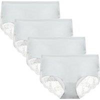Lace Knickers for Women Multipack Cotton Underwear Lace Full Coverage Briefs Panties Pack of 4 S White