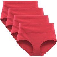 Women's Cotton Knickers High Waist Full Coverage Brief Simple Ladies Underwear Pack of 4 S Red