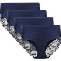 Lace Knickers for Women Multipack Cotton Underwear Lace Full Coverage Briefs Panties Pack of 4 M Navy Blue