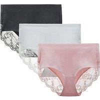 Lace Knickers for Women Multipack Cotton Underwear Lace Full Coverage Briefs Panties Pack of 4 M Black/White/Pink