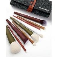 Travel Makeup Brush Set, EIGSHOW Premium Synthetic Foundation Powder Concealers Eye Shadows 9 Pcs, 5 Colors Brushes with Pouch, Cute & Portable, Gift