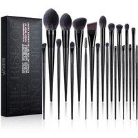 EIGSHOWBEAUTY 19 Pieces Synthetic Makeup Brush Set Kingnight Series Brush Set Premium Foundation Contour Blush Concealer Eyeshadow Blending (Black) 19