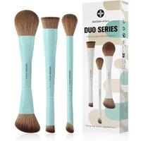 EIGSHOW Makeup Brush Set, 3PCS Double Ended Face Makeup Brushes for Foundation Concealer Blush Contour Highlight Nose Shadow, Travel Gift Set (Cyan) D