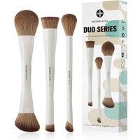 EIGSHOW Makeup Brush Set, 3PCS Double Ended Face Makeup Brushes for Foundation Concealer Blush Contour Highlight Nose Shadow, Travel Gift Set (Beige)