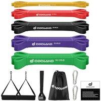 Odoland 5 Packs Pull Up Assist Bands, Pull Up Straps, Resistance Bands with Door Anchor and Handles, Stretch Mobility, Powerlifting and Extra Durable