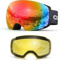 Odoland Unisex Ski Goggles for Men, Women and Boys  Frameless Snowboard Goggles With Magnetic Interchangeable Lens, UV Protection, Antifog, Helmet C