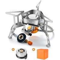 Odoland 3500W Windproof Camping Gas Stove Portable Collapsible Outdoor Camping Stove with Piezo Ignition Backpacking Stove for Outdoor Cooking Hiking