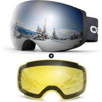 Odoland Unisex Ski Goggles for Men, Women and Boys  Frameless Snowboard Goggles With Magnetic Interchangeable Lens, UV Protection, Antifog, Helmet C