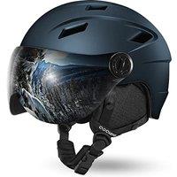 Odoland Ski Helmet with VLT 18% Lens Visor Great for Skiing, Light Weight and Adjustable Ventilation Advanced Competition Snow Helmet with Warm Fluffy