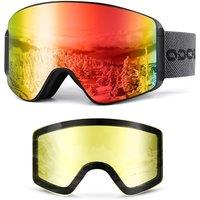 Odoland Ski Goggles Set with Detachable Magnetic Lens, Frameless Interchangeable Lens for Cloudy or Sunny, AntiFog UV Protection Men Women Snow Goggl