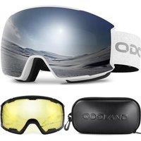 Odoland OTG Ski Goggles Set with Detachable Lens, Interchangeable Lens, AntiFog 400 UV Protection Snow Goggles for Men and Women, Helmet Compatible V