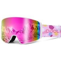 Odoland Kids Ski Goggles, Cylindrical Snowboard Goggles, AntiFog, AntiUV, Windproof Wide View for Boys and Girls, Helmet Compatible VLT15% Pink