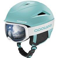 Odoland Ski Helmet with VLT 18% Ski Goggles Combo for Skiing Snowboard, Light Weight Adjustable Ventilation Snow Helmet with Warm Fluffy Earpads for M