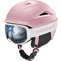 Odoland Ski Helmet with VLT 18% Ski Goggles Combo for Skiing Snowboard, Light Weight Adjustable Ventilation Snow Helmet with Warm Fluffy Earpads for M