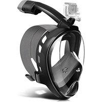 Odoland Snorkel Set for Man and Women, 180 Panoramic View Full Face Snorkeling Mask with Camera Mount and Swim Fins, Dry Top Safety Breathing System