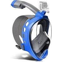 Odoland Snorkel Set for Man and Women, 180 Panoramic View Full Face Snorkeling Mask with Camera Mount and Swim Fins, Dry Top Safety Breathing System