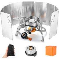 Odoland 3500W Windproof Camping Stove with Folding Windscreen and Fuel Canister Adapter, Portable Collapsible Camp Gas Stove Burner Outdoor Backpackin