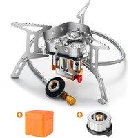 Odoland 6800W Windproof Camping Gas Stove, Portable Outdoor Camping Furnace, Folding Wild Camp Gas Burner, Backpacking Stove Suitable for Hiking, Camp
