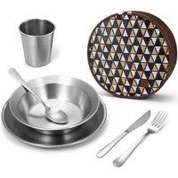 Odoland Camping Cutlery Set with Portable Pouch Case, Stainless Steel Tableware Kit Travel Utensil Set with Bag Allin1 Flatware Kit for Hiking and P