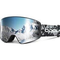 Odoland Kids Ski Goggles, Cylindrical Snowboard Goggles, AntiFog, AntiUV, Windproof Wide View for Boys and Girls, Helmet Compatible VLT10% Silvery