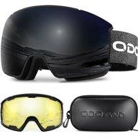 Odoland OTG Ski Goggles Set with Detachable Lens, Interchangeable Lens, AntiFog 400 UV Protection Snow Goggles for Men and Women, Helmet Compatible V
