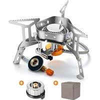 Odoland 3500W Windproof Camping Gas Stove Portable Collapsible Outdoor Camping Stove with Piezo Ignition Backpacking Stove for Outdoor Cooking Hiking