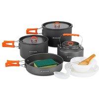 Odoland Camping Cookware Set NonStick Lightweight Camping Kettle Pots and Pans Mess Kit with Bowls Soup Spoon for Backpacking, Outdoor Cooking and Pi