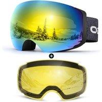 Odoland Unisex Ski Goggles for Men, Women and Boys  Frameless Snowboard Goggles With Magnetic Interchangeable Lens, UV Protection, Antifog, Helmet C