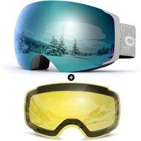 Odoland Unisex Ski Goggles for Men, Women and Boys  Frameless Snowboard Goggles With Magnetic Interchangeable Lens, UV Protection, Antifog, Helmet C