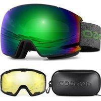Odoland OTG Ski Goggles Set with Detachable Lens, Interchangeable Lens, AntiFog 400 UV Protection Snow Goggles for Men and Women, Helmet Compatible V