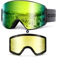 Odoland Ski Goggles Set with Detachable Magnetic Lens, Frameless Interchangeable Lens for Cloudy or Sunny, AntiFog UV Protection Men Women Snow Goggl