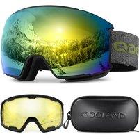 Odoland OTG Ski Goggles Set with Detachable Lens, Interchangeable Lens, AntiFog 400 UV Protection Snow Goggles for Men and Women, Helmet Compatible V