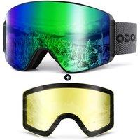 Odoland Ski Goggles Set with Detachable Magnetic Lens, Frameless Interchangeable Lens for Cloudy or Sunny, AntiFog UV Protection Men Women Snow Goggl