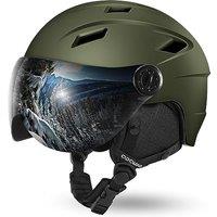 Odoland Ski Helmet with VLT 18% Lens Visor Great for Skiing, Light Weight and Adjustable Ventilation Advanced Competition Snow Helmet with Warm Fluffy