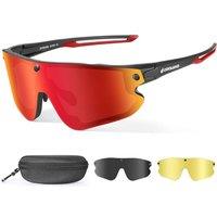 Odoland Magnetic Sports Sunglasses with Replaceable Polarized Lense and Night Vision Lense for Men Women Adult Running Sunglasses for Riding Run Drivi