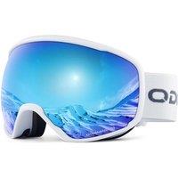 Odoland OTG Ski Goggles with Antifog, Antiglare Lens UV400 Protection Adult Snow Goggles, Double Spherical Goggles for Skiing Skating Snowmobiles an
