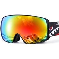 Odoland Children's Ski Goggles Snowboard Goggles for Boys and Girls, Helmet Compatible Mirrored Snow Goggles UV Protection AntiFog for Skiing Skating
