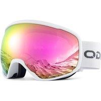 Odoland OTG Ski Goggles with Antifog, Antiglare Lens UV400 Protection Adult Snow Goggles, Double Spherical Goggles for Skiing Skating Snowmobiles an